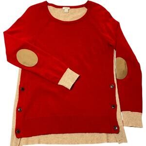 J. Crew Womens Wool-Blend Sweater Elbow Patches Sz Small Two Tone Layer Preppy